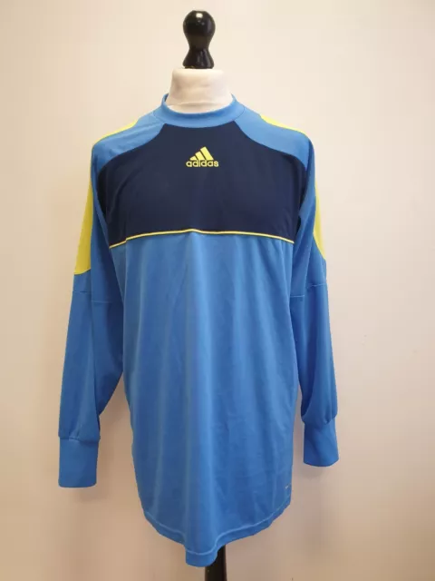 Jj117 Mens Vintage Adidas Blue Yellow Padded Football Goalkeeper Top Uk L Eu 54