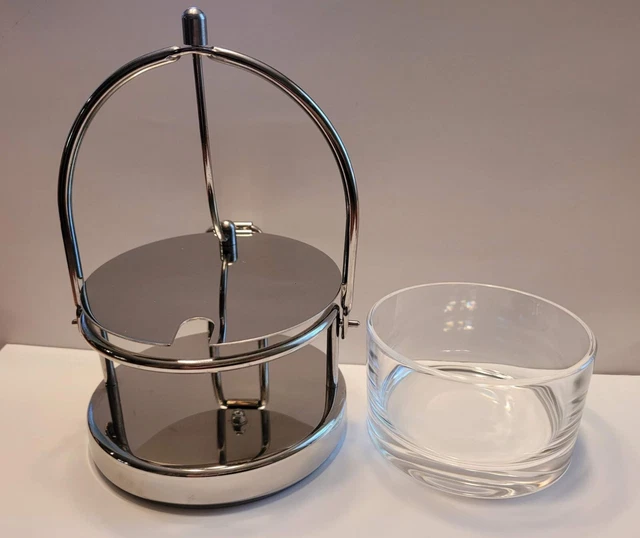 VTG Calderoni Fratelli Stainless Steel w/Crystal Bowl Cheese Server Italy