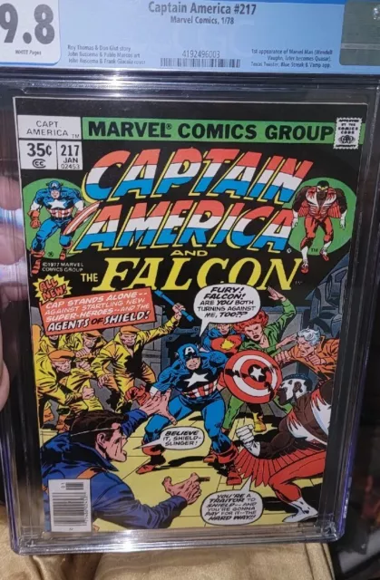 Captain America 217 CGC 9.8 Key 1st Marvel Man Appearance Quasar App *White Pgs