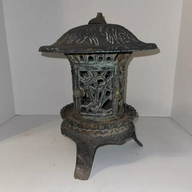 Cast Iron Lantern - Heavy Pagoda Lantern - Hinged Door - Asian Style Lantern!