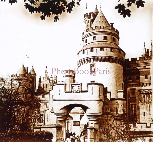 FRANCE Château de Pierrefonds c1930 Photo Plaque de verre Stereo Vintage V21T5n