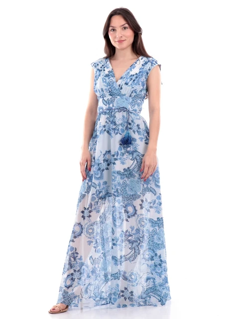 ABITO VESTITO LUNGO Cerimonia Donna Guess W3Gk60Wdw52 Blu