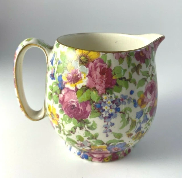 Vintage Royal Winton Summertime Chintz Creamer and Open Sugar Bowl 2