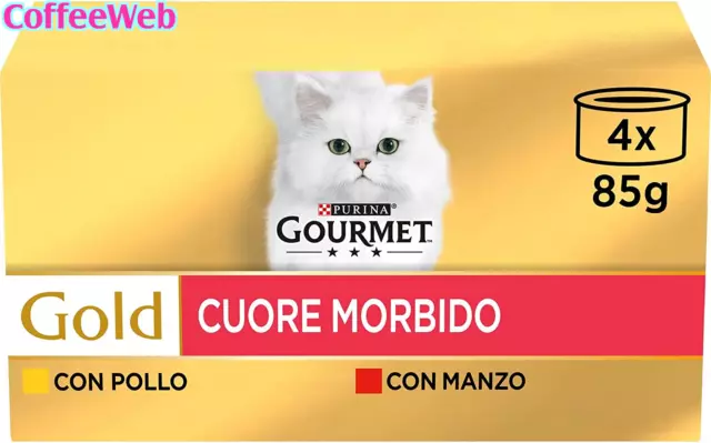Purina Gourmet Gold Cuore Morbido Umido Gatto Con Manzo E Pollo, 48 Lattine Da 8