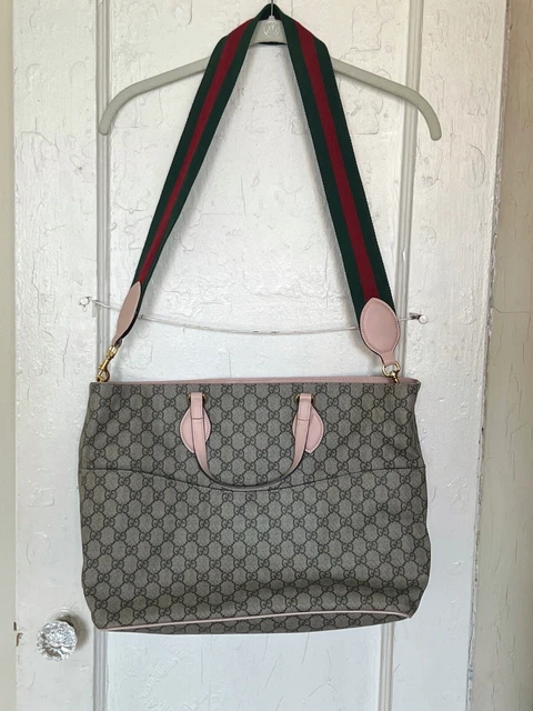 Gucci Beige/Pink GG Supreme Canvas and Leather Diaper Bag