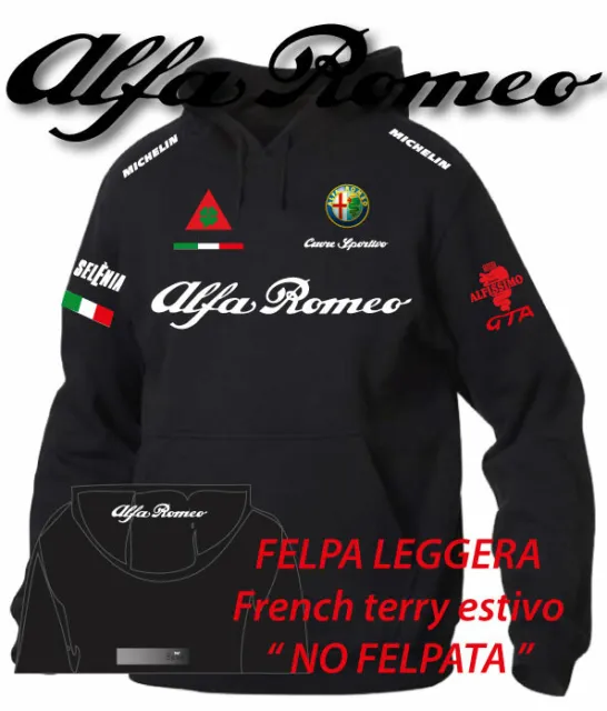 Felpa Leggera Printed Alfa Romeo Cuore Sportivo 3 Alfissimo Biscione Gr 240 Esti