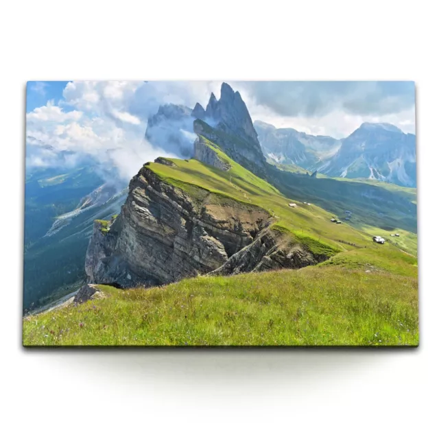 120x80cm Wandbild auf Leinwand Alpen Italien Berge Wiese Berglandschaft Natur