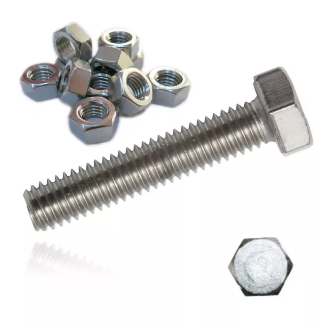 200x Tuercas Hexagonales + M5x40 Acero Inox A2 Festigkeitsklasse 70 DIN933