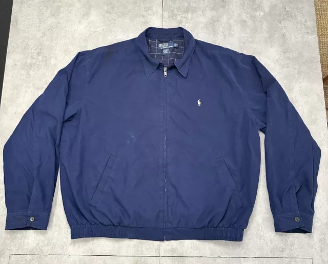 vintage polo ralph lauren bi swing jacket coat mens xl blue plaid liner classic