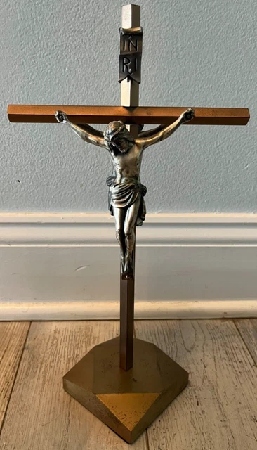 Heavy Vintage Double Sided Standing Catholic Altar Crucifix 15.5" Heavy Vintage Double Sided Standing Catholic Altar Crucifix 15.5"