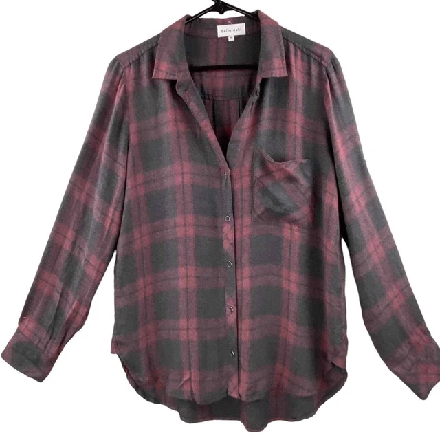 Bella Dahl Womens Soft Lightweight Plaid Button Front Shirt Size M