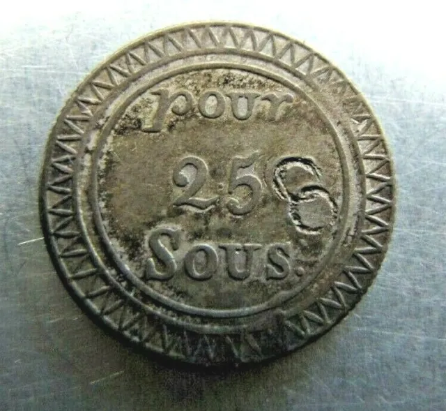 Mauritius KM1 25 Sous (1822) countermarked "8" on each side. 2