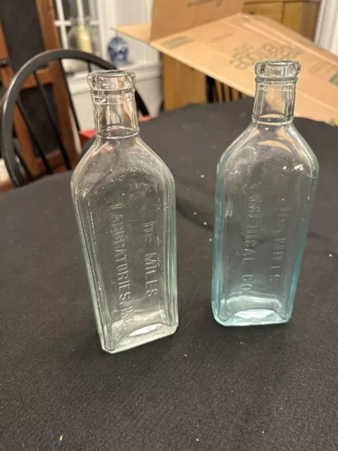 Two Antique Dr. Miles Patent Medicine Bottles - Two Styles