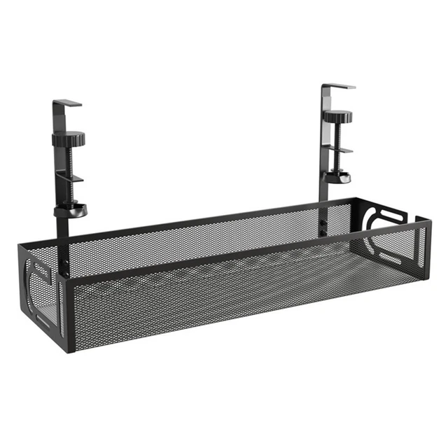 UNDER DESK CABLE Tray Management No Drill Tidy Wire Cord Storage Rack ...