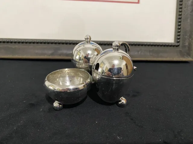 Vintage Silver (epns) Acorn Inspired Handled Condiment Set