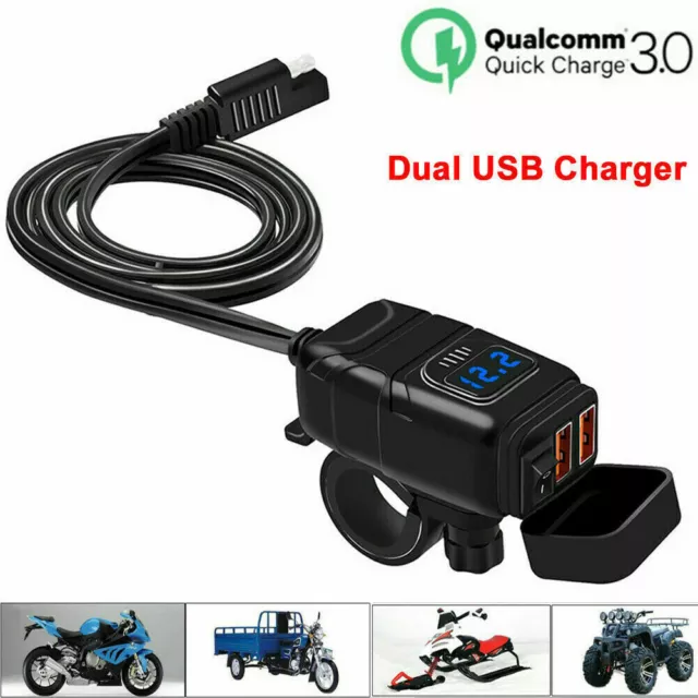 Dual USB Port Motorbike Motorcycle Charger Socket Power Adapter Waterproof UK