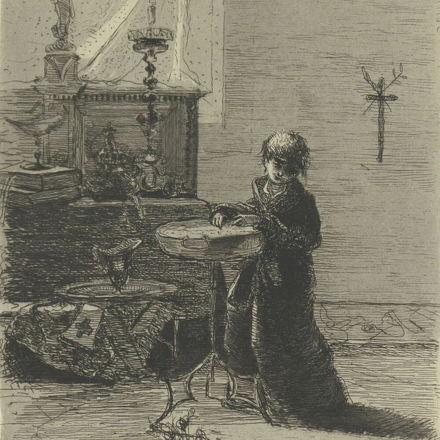 Mosè de Giosuè Bianchi Italie Enfant de Choeur - Aquatinte originale XIXe