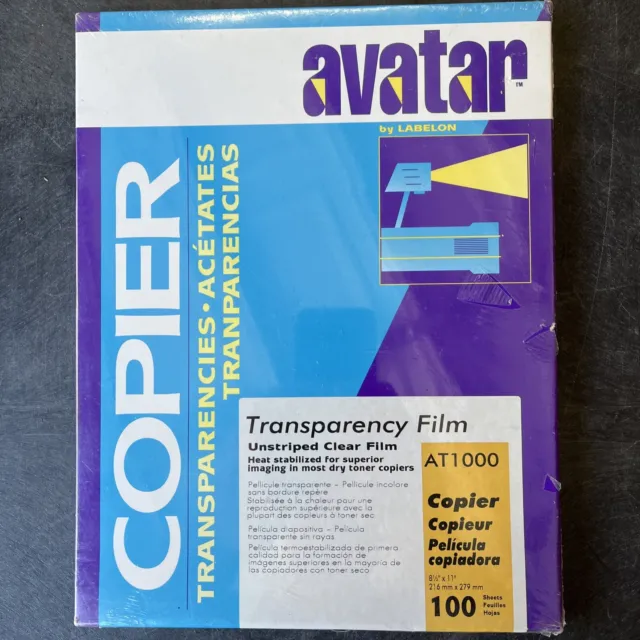 Avatar AT1000 by Avalon Transparency Film Unstriped Clear Film 8.5 x 11" Sealed!