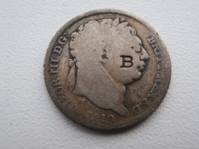 GB 0.925 Silver Sixpence Love Token 1819 George III Countermarked "B" on Obverse