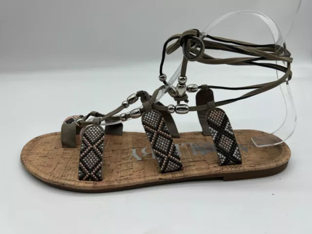 Sam & Libby Sandals Womens 10 Reptile Print Gladiator Strappy Ankle Flats 3