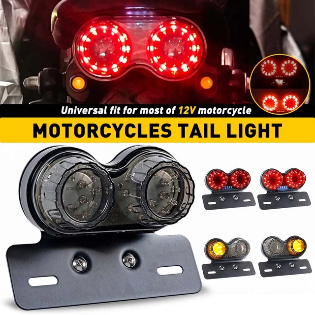 Feu Arrière De Plaque D'immatriculation Pour Moto - 3 LED Rouges - Dimensions 105x31.5x19 Mm - Étanche - Compatible Avec De Nombreux Modèles