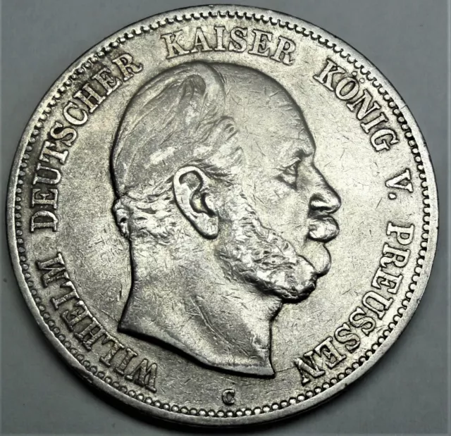 Deutsches Kaiserreich 5 Mark 1876 C -Silber-  Kaiser Wilhelm I.  vz/xf + Kapsel