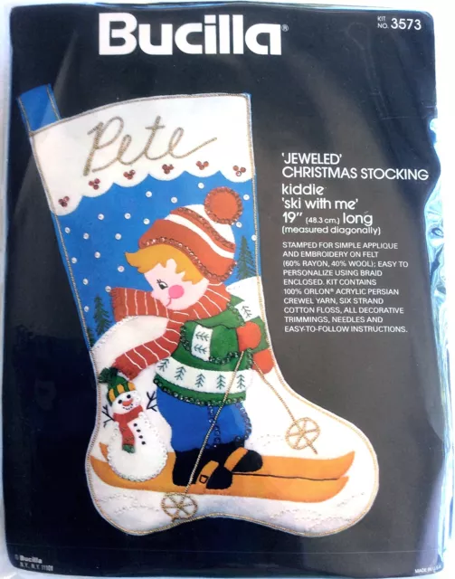 Bucilla Felt Stocking Applique Kit 18 Long Date with A Snowman