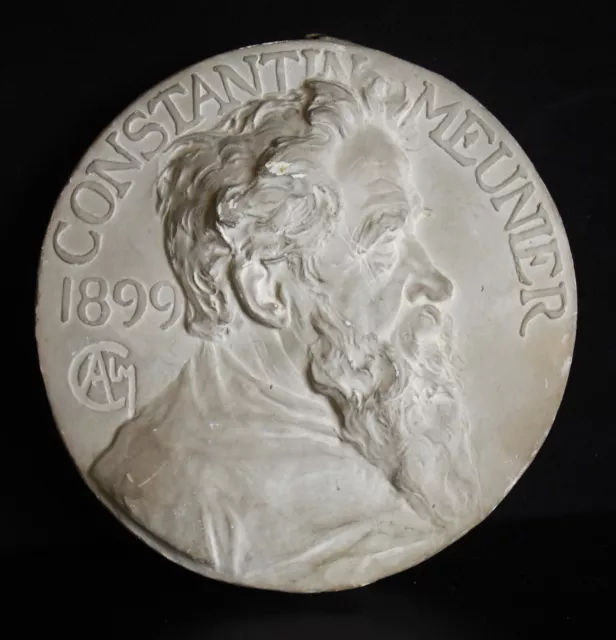 Medallón 1900 Constantin Molinero Pintura Escultor Bélgica Alex Carpintero