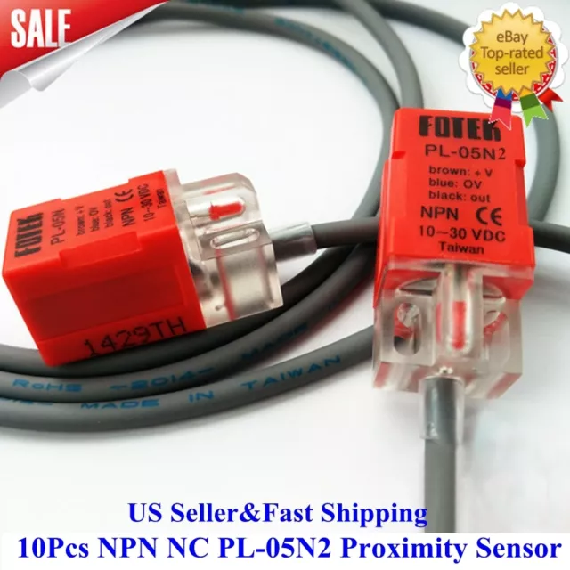 10Pcs PL-05NB NPN NC Normal Close Fotek Proximity Sensor 5mm out DC10-30V New