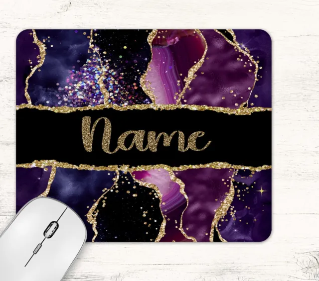 Purple Agate Geode Mouse Pad Rectangle Neoprene With Or Without Name