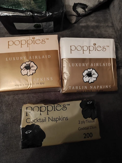 POPPIES TABLIN NAPKIN 1 Biscuit  1 White Colour Luxury Airlaid 40cmx 40cm.