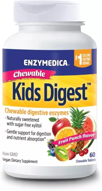 Enzymedica Enfants Digest à Croquer Punch Fruité 60 Machables, Digestif Support