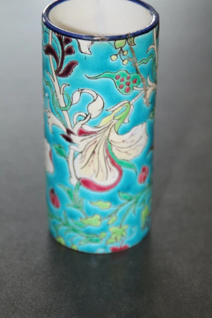 Vase En émaux Cloisonnés Sur Argent 925/1000 E à Décor De Fleurs De Pommier Polychromie Sur Fond Bleu Turquoise Japon Vers 1930 50 Haut 185 Cm
