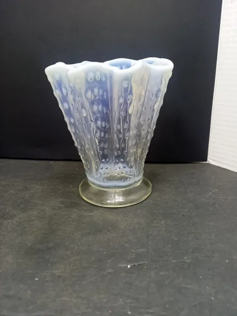 ❤️ Vintage Fenton French Opalescent Large Hobnail Fan Vase