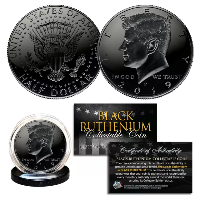 2020 BLACK RUTHENIUM JFK Kennedy Half Dollar U.S. Coin w/COA (Philadelphia Mint)