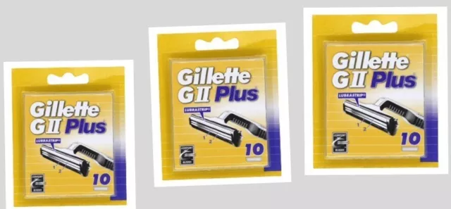 Gillette Lames de Rasoir GII Plus, Pack de 10 lames de Rasoir - lot de 3