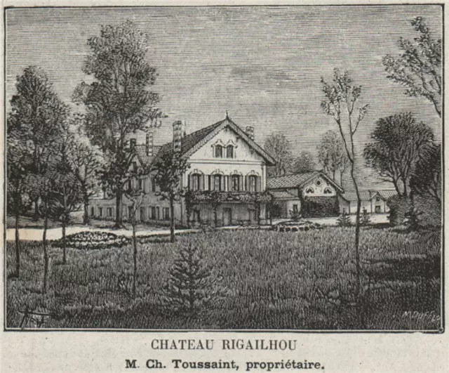 GRAVES. LÉOGNAN. Chateau Rigailhou. Toussaint. Bordeaux. SMALL 1908 old print