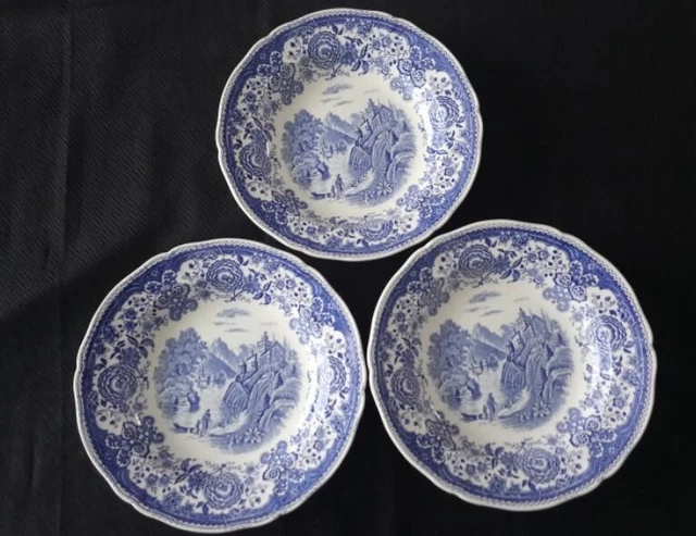 3 assiettes creuses Villeroy et Boch Burgenland bleu 23 cm