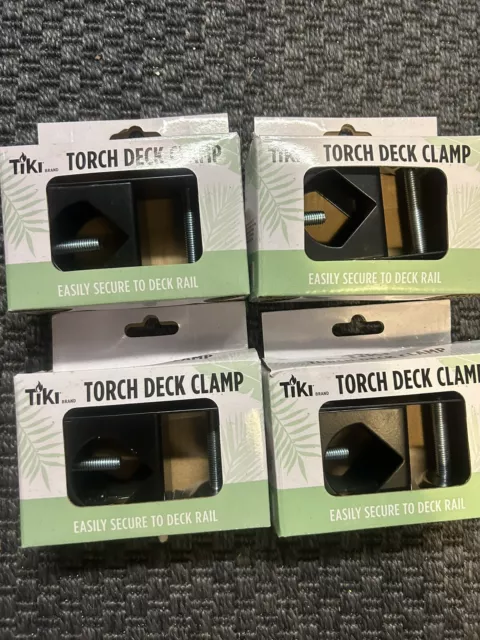 TIKI TIKI Brand 4x -in Accessory Metal Torch Deck Clamp Black Mounting Brand New