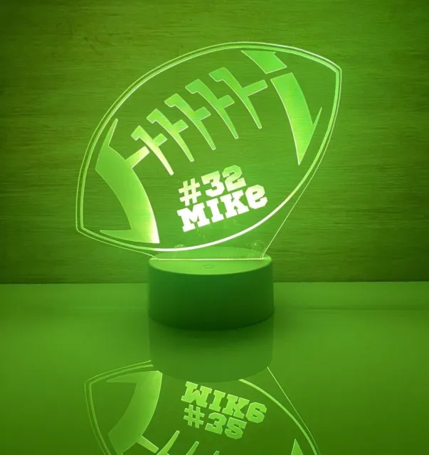 Custom Football LED Night Light w/ Remote  Personalized  Gift, Game Room Decor