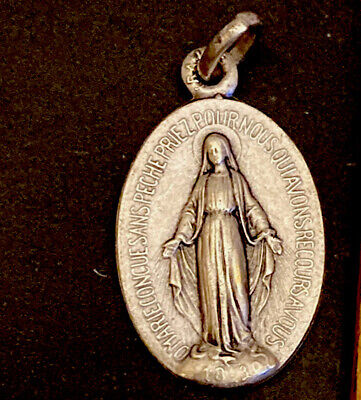 Medalla Católica Milagrosa María de Colección en Tono de Plata, Francia