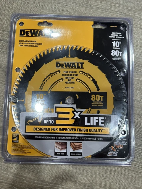 DeWalt DWA11080 10" 80T Tungsten Carbide Steel Fine Finish Circular Saw Bld New