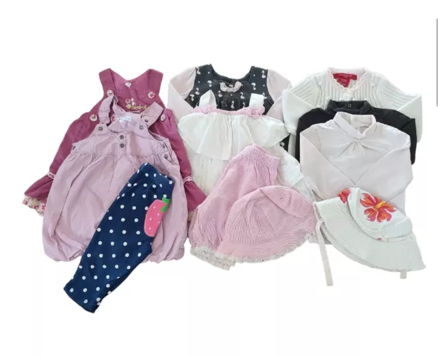 Baby Girls Age 6-9 Months Large Clothing Bundle Of Dresses Outfits Tops Leggings