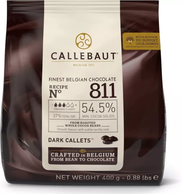 Callebaut Dark Chocolate Belgian Couverture Callets 811 400g- Crafted in Belgium