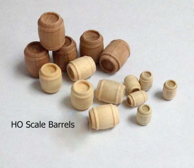 lot 15 pcs HO scale Wood Wine or Whiskey Barrels for model train layout
