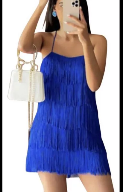 ZARA WOMAN COBALT Blue Fitted Dress Size M Small Fitting Bnwt £4.99 -  PicClick UK