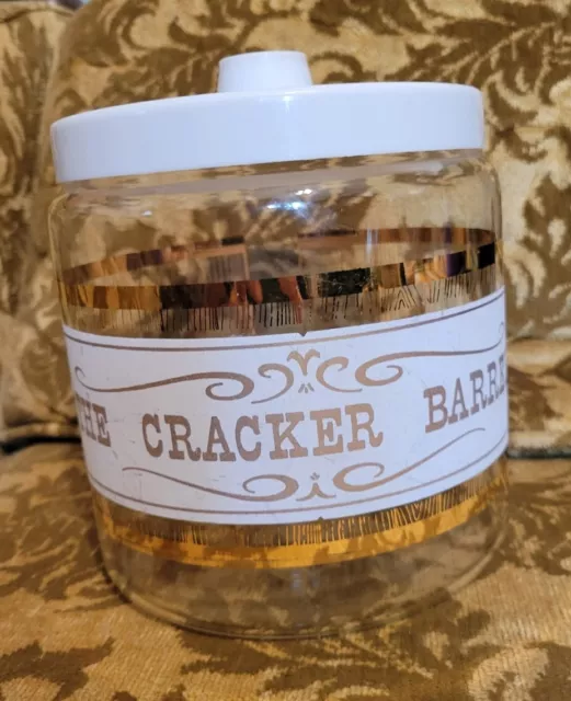 Vintage Pyrex "The Cracker Barrel" Jar Glass Canister Storage Container w/Lid