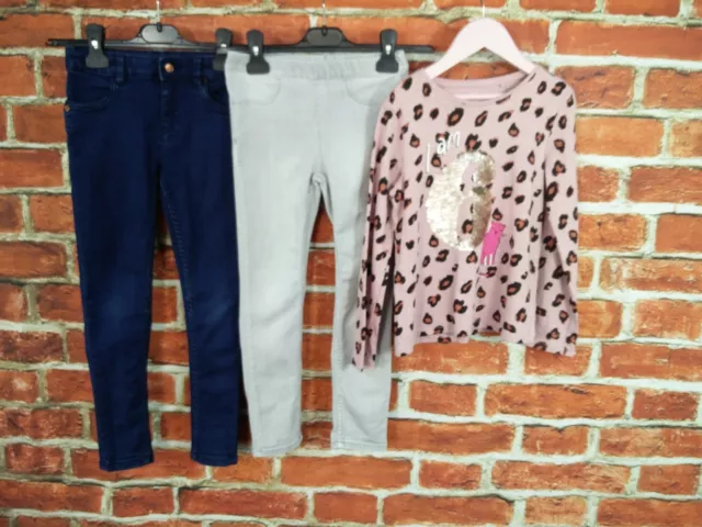 Girls Bundle Age 6-7 Years H&M M&S Next Jeans Long Sleeve Tee Adjustable 122Cm