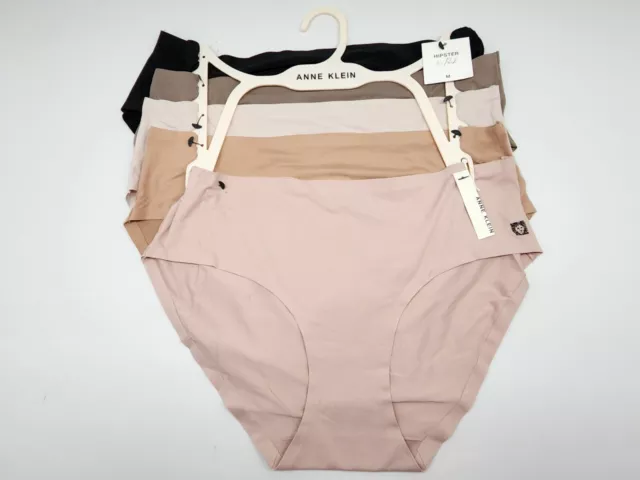 ANNE KLEIN 5-Pack Women's M L XL Hipster Panties Black Beige Nude Ivory Brown