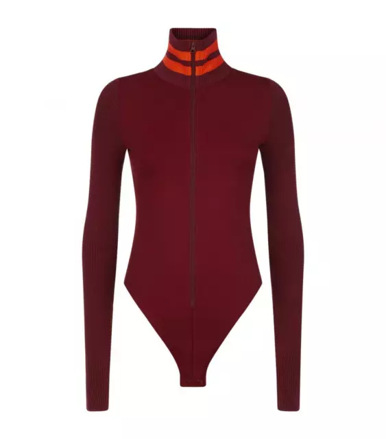 Puma x Fenty by Rihanna Womens Longsleeve Burgundy Bodysuit Full Zip US XS/S/M